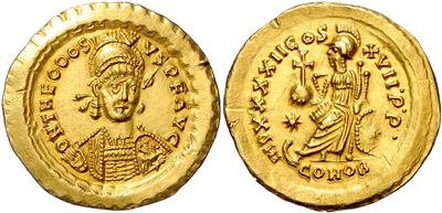 Theodosius II. 402-450, GOLD - Münzen und Medaillen - Sammlung Goldmünzen und ausgewählte Silberstücke