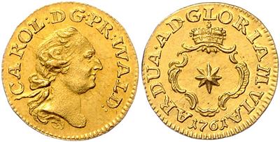 Waldeck, Karl August Friedrich 1728-1763, GOLD - Monete e medaglie - Collezione di monete d'oro e pezzi d'argento selezionati