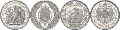 Berlin, 10. Deutsches Bundes-Schiessen im Juli 1890 - Mince, medaile a bankovky