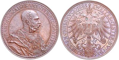 Innsbruck, 2. österreichisches Bundesschießen 1885 - Mince, medaile a bankovky