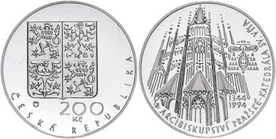 AR 200 Kronen 1994, Prag, St. Veit Kathedrale (Katedrala sv Vita) =13,17 g geringe Auflage!= PP, Polierte Platte - Coins, medals and paper money