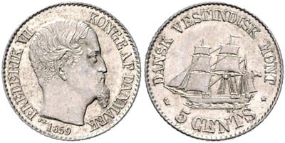 Dänisch Westindien, Frederik VII. 1848-1863 - Münzen, Medaillen und Papiergeld