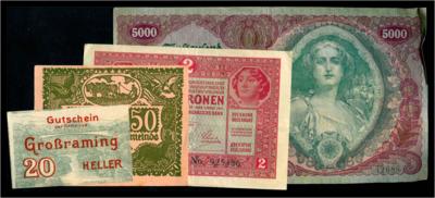 Papiergeld Österreich - Mince, medaile a bankovky