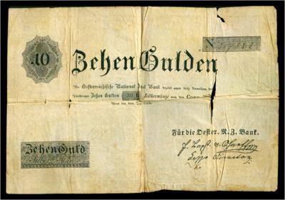 Privilegierte Österreichische Nationalbank 10 Gulden 1816 - Mince, medaile a bankovky