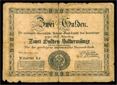 Privilegierte Österreichische Nationalbank 2 Gulden 1848 - Monete, medaglie e cartamoneta