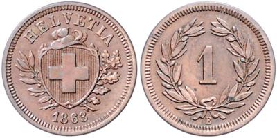 1 Rappen 1863 - Münzen, Medaillen und Papiergeld