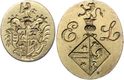 Adels- bzw. Wappenpetschaften meist Donaumonarchie viel 19. Jh. - Münzen, Medaillen und Papiergeld
