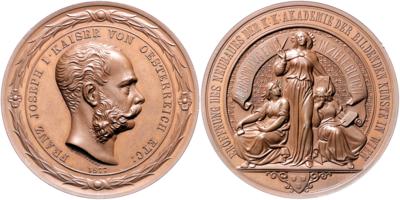 Franz Josef I., Auf die Eröffnung des Neubaues der Akademie der bildenden Künste - Münzen, Medaillen und Papiergeld