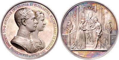 Franz Josef I. und Elisabeth, Hochzeit am 24. April 1854 - Mince a medaile