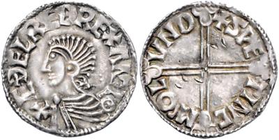 Angelsachsen, Aethelred II. 978-1016 - Mince, medaile a papírové peníze