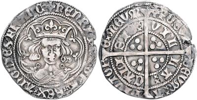 England, Henri VI., 1. Regierung 1422-1427 - Mince, medaile a papírové peníze