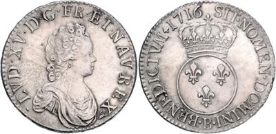 Frankreich, Ludwig XV. 1715-1744 - Münzen, Medaillen und Papiergeld