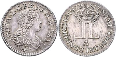 Frankreich, Ludwig XV. 1715-1744 - Mince, medaile a papírové peníze