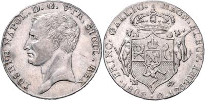 Italien, Königreich beider Sizilien, Josef Napoleon 1806-1809 - Mince, medaile a papírové peníze
