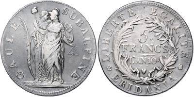 Italien, Subalpine Republik 1800-1801 - Coins, medals and paper money