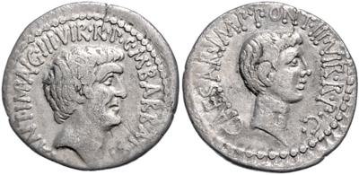 Marcus Antonius und M. Barbatius Pollio - Mince, medaile a papírové peníze