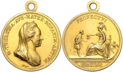 Maria Theresia, Schulprämie - Mince, medaile a papírové peníze