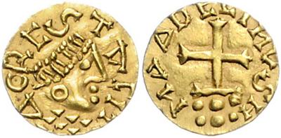 Merowinger, Madelinus monetariustyp ca. 585-675 GOLD - Coins, medals and paper money