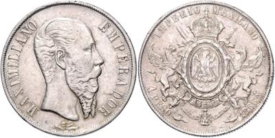 Mexiko, Maximilian von Österreich 1864-1867 - Mince, medaile a papírové peníze