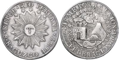 Peru, Südperu 1837-1839 - Mince, medaile a papírové peníze