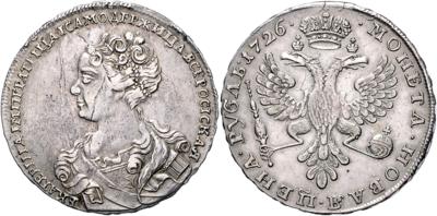 Rußland, Katharina I. 1725-1727 - Mince, medaile a papírové peníze