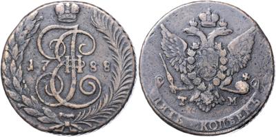 Rußland, Katharina II.1762-1796 - Mince, medaile a papírové peníze