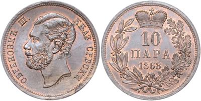 Serbien, Michael Obrenovic III. 1860-1868 - Mince, medaile a papírové peníze