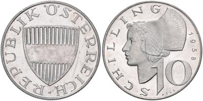 10 Schilling 1958 - Mince, medaile a papírové peníze