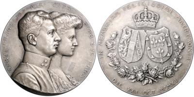 Eh. Karl Franz Josef und Prinzessin Zita von Bourbon Parma - Mince, medaile a papírové peníze