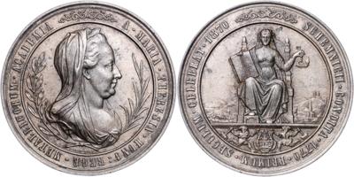 Franz Josef I., 100- jähriges Bestehen der Berg- und Forstakademie in Schemnitz - Mince, medaile a papírové peníze