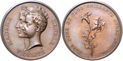 Henri d'Artois, comte de Chambord und seine Mutter Maria Karolina von Neapel-Sizilien - Coins, medals and paper money