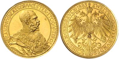 Innsbruck, 2. österreichisches Bundesschießen 1885 GOLD - Coins, medals and paper money