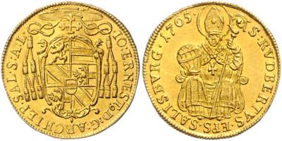 Johann Ernst v. Thun u. Hohenstein 1687-1709 GOLD - Mince, medaile a papírové peníze