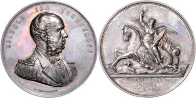 Pola, Enthüllung des Tegetthoff Denkmals am 20 Juli 1877 und Erinnerung an seine Siege 1864/1866 - Mince, medaile a papírové peníze