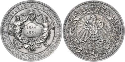 Stadt Frankfurt- 9. deutsches Bundesschießen 1887 - Mince, medaile a papírové peníze