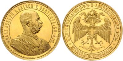 Wien, Kaiserjubiläums- und V. NÖ Landesschießen 1888 GOLD - Coins, medals and paper money