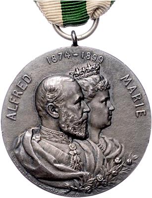 Medaille zur Erinnerung an die Silberhochzeit Herzog Alfred von Sachsen-Coburg-Gotha, - Orden und Auszeichnungen