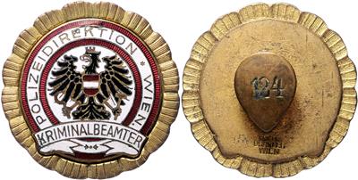 Dienstabzeichen "Kriminalbeamter" Polizeidirektion Wien - 1. Republik, - Řády a vyznamenání