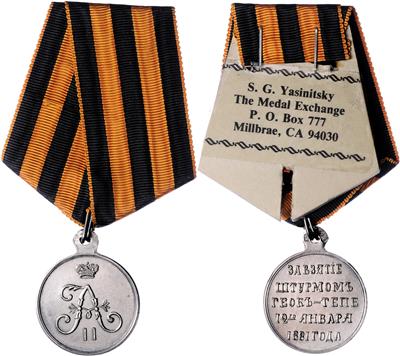 Medaille auf die Einnahme von Gheok Teppe 1881, - Orden und Auszeichnungen