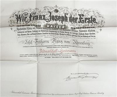 Urkundenkonvolut Fmlt. Josef Freiherr Franz von Astrenberg, - Řády a vyznamenání