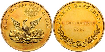 Erwin Schrödinger (1887 Wien-1961 Wien), Premio Matteucci 1927, GOLD - Onorificenze e decorazioni