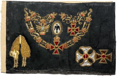 Stickerei mit Darstellung der österreichischen Orden, - Orders and decorations