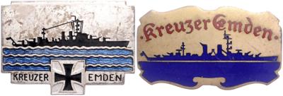 2 Kappenabzeichen "Kreuzer Emden, - Orders and decorations