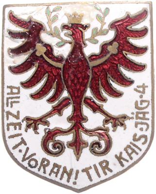 Abzeichen Tiroler Kaiserjäger Rgt. Nr. 4, - Řády a vyznamenání