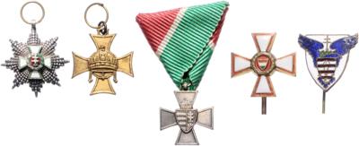 Lot Miniaturen und Abzeichen Ungarn, - Medals and awards