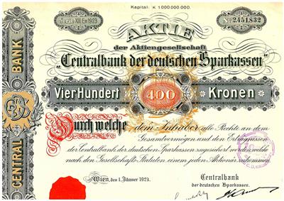 Aktie der Centralbank der deutschen Sparkassen - Coins and medals