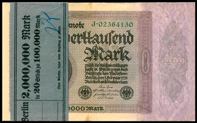 100.000 Mark Reichsbanknote vom 1.2.1923 - Münzen
