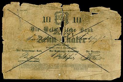 Die Weimarische Bank, 10 Taler 1854 - Mince