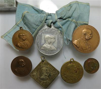 Franz Josef I. Regierungsjubiläen 1888/1898 (7 Stk. AE/MET) - Münzen
