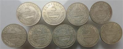 2. Republik- Silber 5 Schillingserie - Münzen